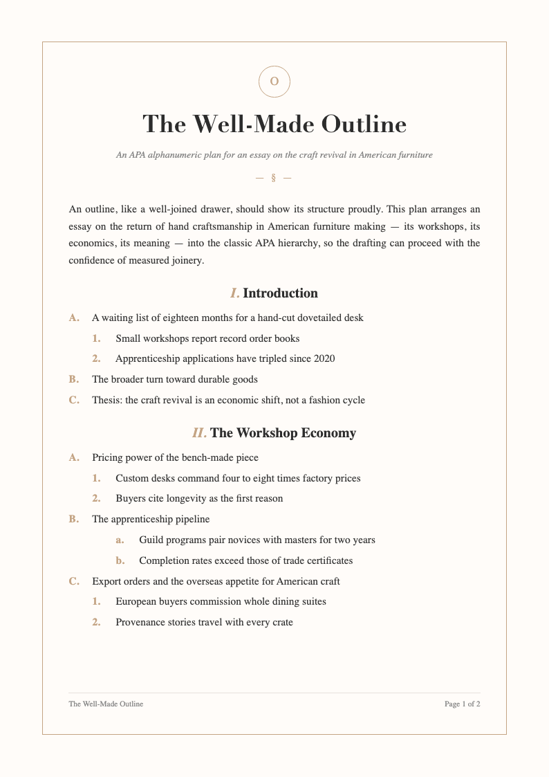 Elegant sophisticated apa outline format